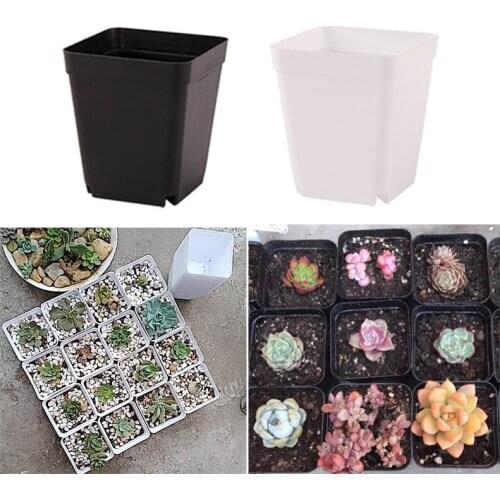 10pcs Planter Pot Trays Mini Square Plastic Flower Pot Home Office Decor Succulent Plants Nursery Pot Green Garden Tools