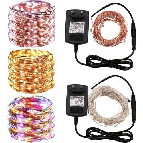DC 12V LED String Fairy Lights 30M 20M 10M Silver Copper Wire Waterproof String Lights Garland For Home Christmas Party Decor