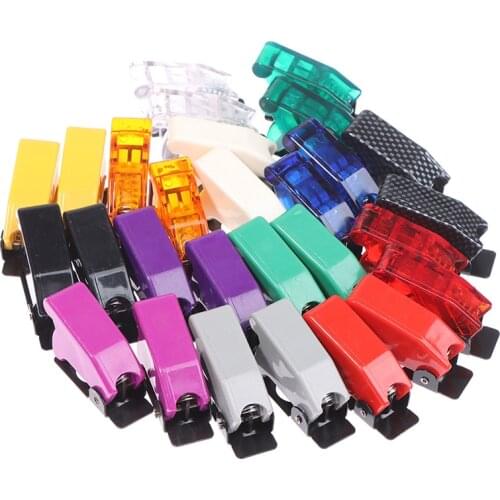 2pcs Auto Car Boat Truck Illuminated Led Toggle Switch With Safety Aircraft Flip Up Cover Guard