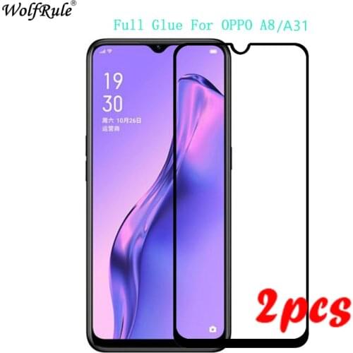 2PCS For OPPO A31 2020 Glass For OPPO A8 Tempered Glass Full Cover Glass Screen Protector Protective Glass OPPO A31 2020 6.5"