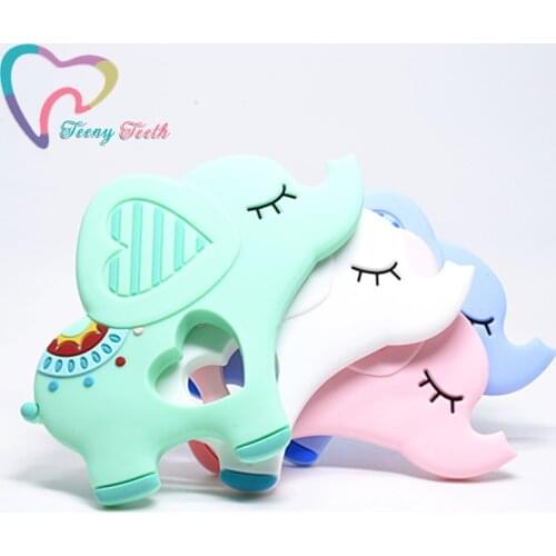 Teeny Teeth 5 PCS Food Grade Silicone Teething Teethers Elephant Teether Pendants Toys BPA Free Teething Toys Baby Tooth Care