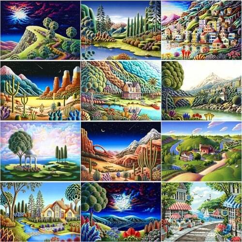 5D DIY Diamond Painting Landscape Tree Diamond Embroidery Scenery Cross Stitch Full Square Round Drill Home Decor Manual Gift