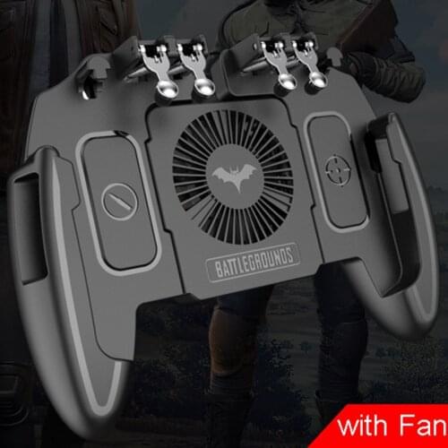 Six-fingers PUBG Mobile Dzhostik Controller With Cooler Cooling Fan For iOS Android Samsung Galaxy L2 R2 Operation Joystick Cool