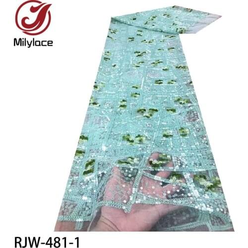 African Lace Fabric 2020 High Quality Sequins Lace Embroidered Lace French Lace Fabric for Party Dress RJW-481