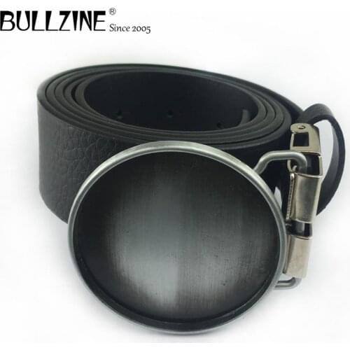 Bullzine zinc alloy retro blank DIY belt buckle jeans gift buckle pewter finish free PU belt FP-03353 drop shipping
