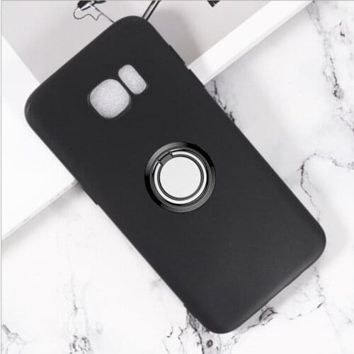 For Samsung Galaxy S7 edge Back Ring Holder Bracket Phone Case Cover TPU Soft Silicone On G935F G935FD G9350 G935W8 G935S G935K