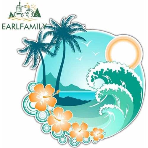 EARLFAMILY 13cm x 12.6cm for Tropical Islands Hawaii Car Stickers Cartoon Vinyl JDM Bumper Trunk Truck Graphics Waterproof Decal
