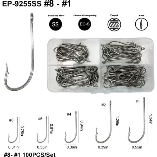 Eupheng 100pcs Stainless Steel Saltwater Fly Fishing Barb Hook Fishing Sabiki Nymph Shirmp Wet Caddis Fly Hook Black Nickle New