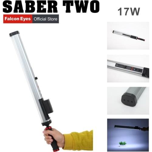 Falcon Eyes Saber Two Led Video Light 17W High Cri 4 Color Temperatures With Dimmable Power Output Handheld Stick