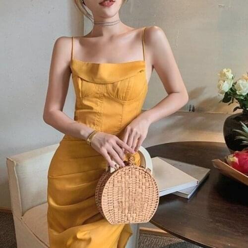 French Sleeveless Elegant Sexy Dresses Women Design Slim Bodycom One Piece Dress Korean Siummer 2021 Vinateg Midi Dress Chic