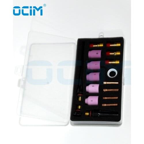 17 PCS Argon Tig Welding Parts Kit with Plastic Package For WP17 WP18 WP26 Tig Welding Gun