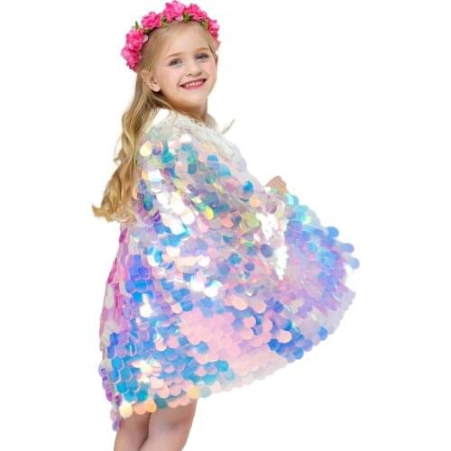 Girls Rainbow Sequin CAPE COSTUME HALLOWEEN COSTUME Rainbow Sequin Cape children Princess Costume Cape Girl