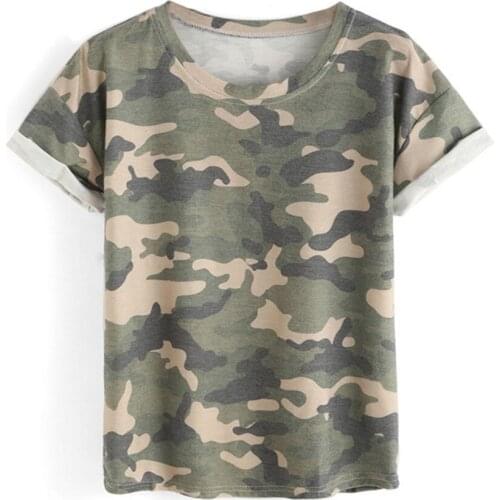 Fashion T-shirt Female Tee Shirts Tumblr Camouflage Prints Tops Short Sleeves Women T Shirt Military Uniform Casual Top Tees