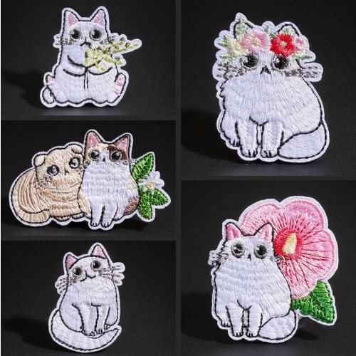 Cartoon animal cat flower clothing embroidery patches shirt bags hats decoration sticker ironing supplies