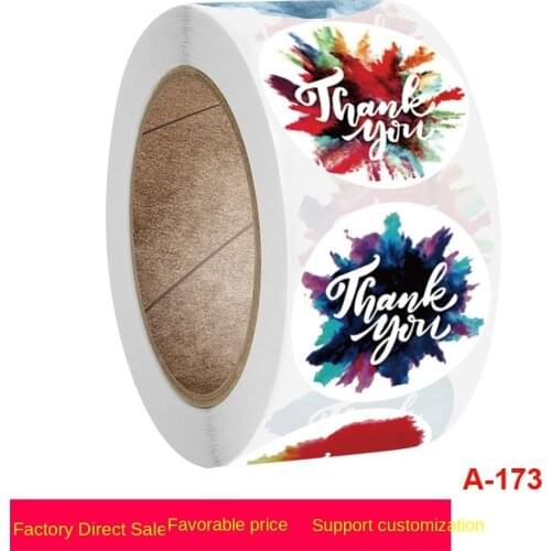 New thank you sticker self adhesive rainbow label roll up sticker thank you for sealing envelope wedding decoration