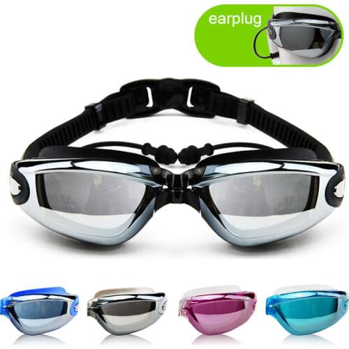 Men Women Professional Silicone Plating Myopia Swimming Goggles Anti-fog UV Swimming Glasses With Earplug Diopter Sports Eyewear