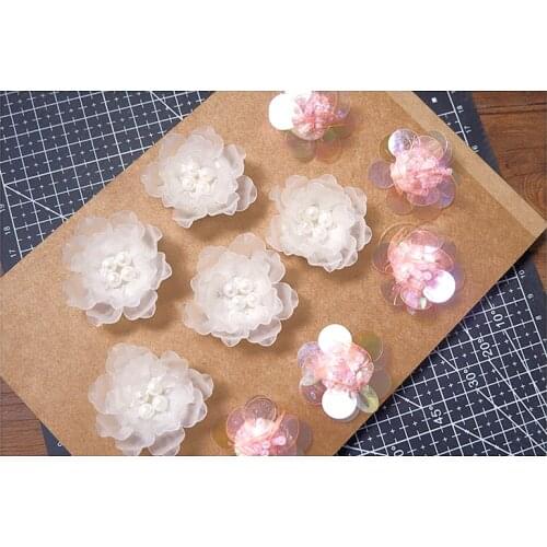 GLACE 10pcs/lot Off white PinkHand sewing handmade DIY craft material clothing accessoires shoes hats sequins decorative TX551