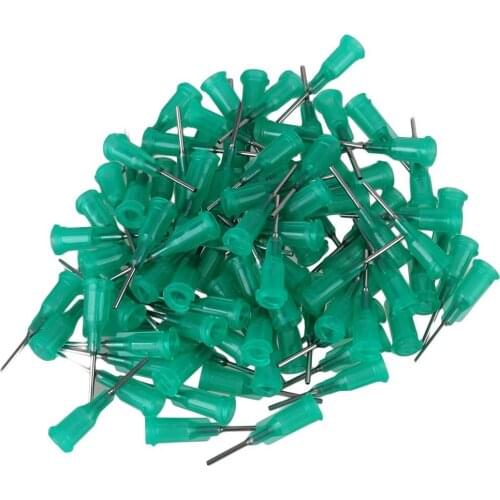 Green 1/2" 18 Gauge Plastic Glue Liquid Syringe Dispenser Dispensing Needle Tips Pack of 100