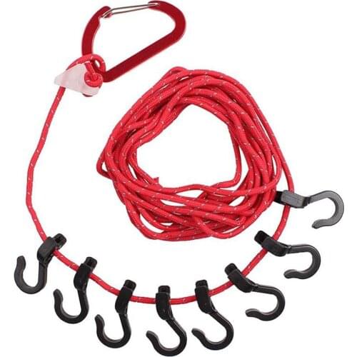 Portable Camping Awning Hanging Rope Adjustable Outdoor Travel Clothesline with Hook Outdoor Hiking Accessories