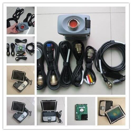Red mb star c3 with software hdd installed in laptop toughbook cf19 full cable ready to use diagnosis for cars and trucks