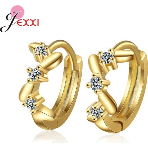 Gold Color 925 Sterling Silver Cartilage Hoop Earrings For Women Plant Leaf Small Ear Hoops Piercing Fashion Zircon Jewelry