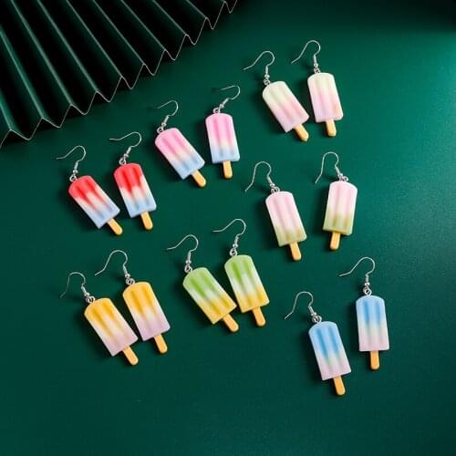 Summer Colorful Ice Cream Dangle Earrings for Women Girl Fashion Popsicle Drop Earrings Simple Fresh Brincos Sweet Cute Jewelry