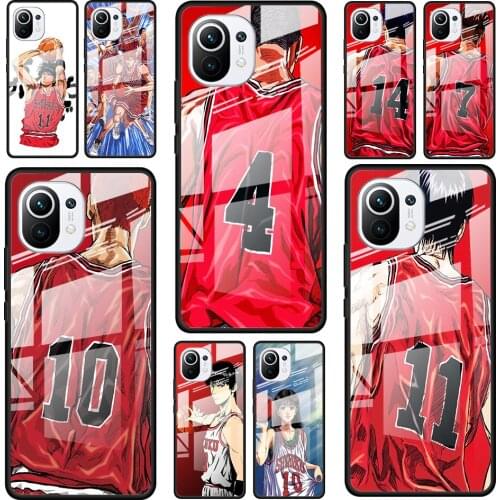Slam dunk Sakuragi for Xiaomi Mi 11 Ultra Lite 10T Note 10 9T Pro CC9 CC9E 5G Luxury Tempered Glass Phone Case Cover