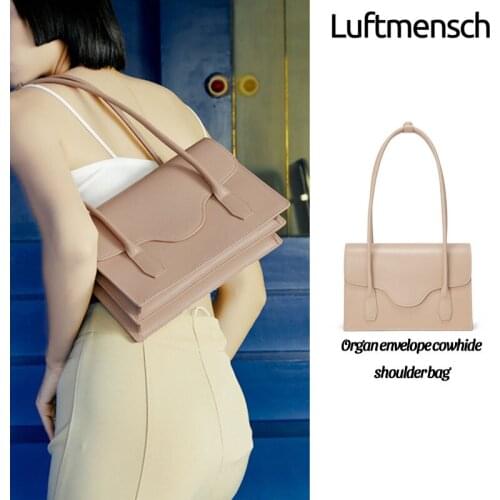 Genuine Cowhide Leather Women Bag 2021 Spring Summer New Korean Shoulder Underarm Organ Bag Niche Fashion Envelope Handbag