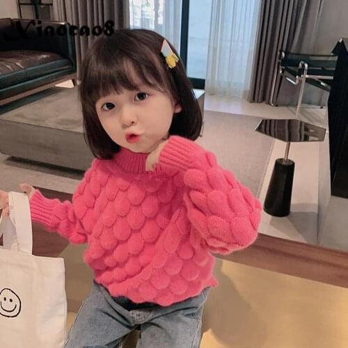 2-9Years Girls Sweater Autumn Winter Kids Kintted Thick Pullover Top Fashion Toddler Girl Winter Fall Clothes BBottoming Shirt