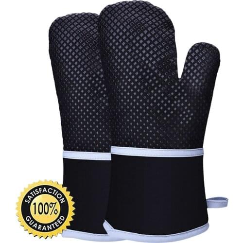 Heat Resistant BBQ Gloves Cooking Baking Barbecue Oven Gloves Thick Silicone Grill Kitchen Mitts Hand Protect Gloves BBQ Tool
