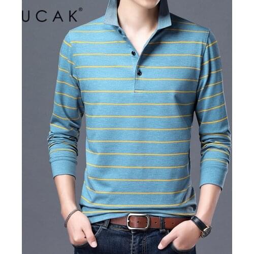 UCAK Brand Casual Cotton Turn-down Collar T Shirt Men Clothes Spring New Arrivals Streetwear Long Sleeve T-Shirts Clothing U5378