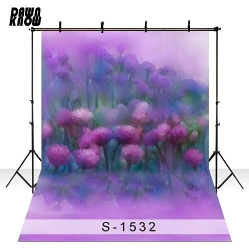 DAWNKNOW Violet Flower Vinyl Photography Background For Newborn Oil Painting Photo Shoot Backdrop For Wedding Photo Studio S1532