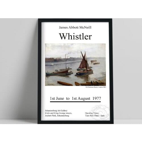 James Mcneill Whistler Exhibition Poster, Grey And Silver Old Battersea Reach Wall Painting, Realism Wall Art, Seascape Prints