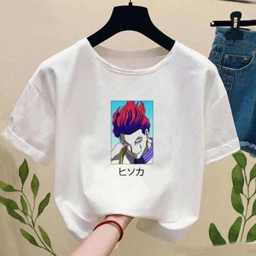 Womens T-shirt Fashion Hisoka Face Hunter X Hunter Anime Summer Short Sleeve T-Shirts Harajuku White Tshirt Graphic Tees