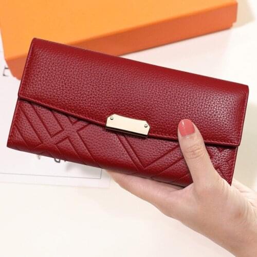 LOMANTINA Womens Wallet Genuine Leather Wallets Female Portomonee Coin Purse Long Clutch Purses Phone Card Holder Carteras