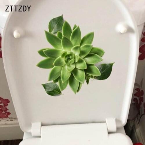 ZTTZDY 22.8*23.7CM Succulents Modern Home Room Decor Wall Decals Creative Toilet Sticker T2-0037