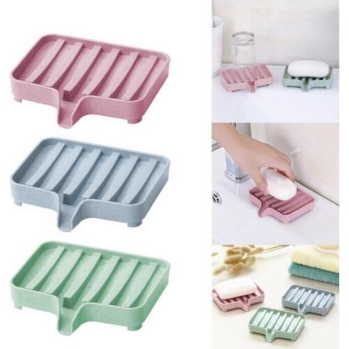 1Pc Sponge Holder PP Wheat Straw Soap Dish Plate Holder Bathroom Draining Soap Dish Drainage Storage Box Tray