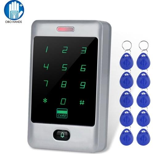 125KHz Metal Touch RFID Keypad Access Controller Reader Keyboard Door Opener Lock Security System WG26/34 Backlight + 10 Keyfobs