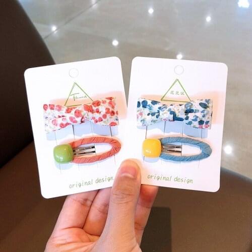 2pcs/lot Korean Fabric Hair Clips Baby Girls Hairpin Children Cotton Linen BB Clips Girl Retro Solid Color Hairclips