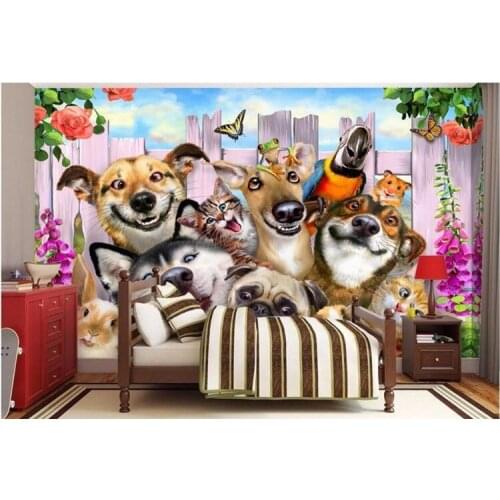 3d room wallpaper custom mural photo Cartoon garden a group of dogs decoration painting 3d wall murals wallpaper for walls 3 d