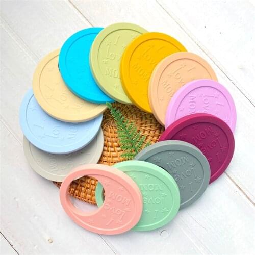 5/10PCS Silicone Food Grade Cartoon Round Moon Shape Baby Teething Ring DIY Baby BPA Free Beads Baby Teethers Necklaces