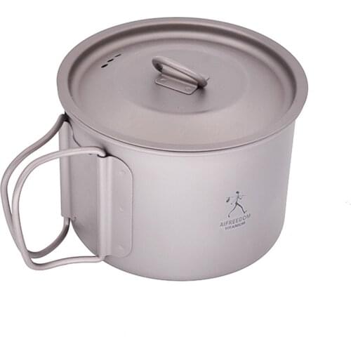 AIFREEDOM Titanium Cup Outdoor Camping Water Mug With Folding Handles Tableware only 80g 15.2oz/450ml Hiking Picnic
