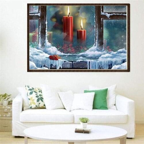 Full Square/Round DIY Diamond Painting Scenic "Christmas Candle" Embroidery Cross Stitch picture of Rhinestones Home Decor TY296