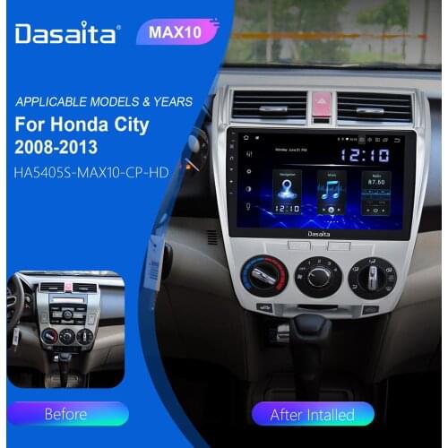 Dasaita Car Autoradio Bluetooth Android 10.0 for Honda City 2008 2009 2010 2011 2012 Navigation GPS 10.2" Multi Touch Screen