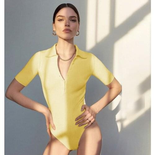 BKLD Sexy Tops For Women Summer Polo Collar Buttons Short Sleeve 2021 New Fashion Festival Clothing Slim Bodysuit Party Clubwear