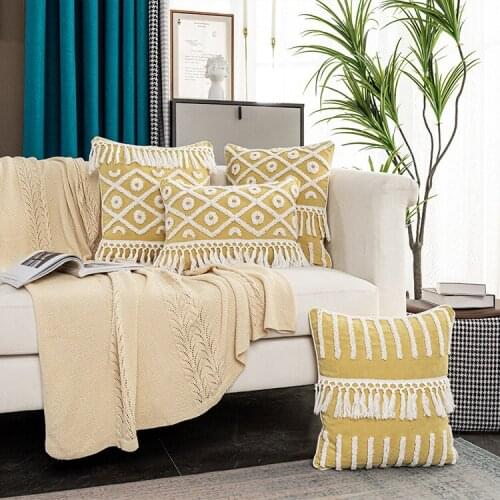 Boho Cushion Cover 45x45cm/30x50cm Funda Cojin Tassles Home Decoration for Livingroom Bed Room Zip Open