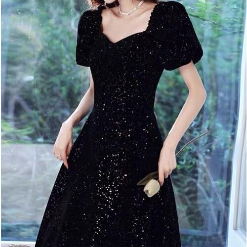 2021 Black Celebrity Dresses Elegant Shiny A-Line Sexy Square Collar Backless Long Bling Host Pageant Prom Evening Party Gowns