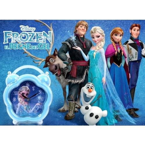 2021 Disney Childrens Cartoon Music Alarm Clock Ice Princess Elsa Girls Bedroom Silent Night Light Student Alarm Clock