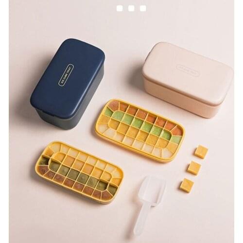 Double Layers Ice Cube Mold With Storage Box 64 Grids Ice Cream Silicone Bar Party Whiskey Cold Drink DIY Moulds Baking Kitchen