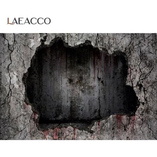 Laeacco Dark Wall Hole Wall Happy Halloween Festivals Party Child Baby Photozone Portrait Photo Background Photo Backdrops